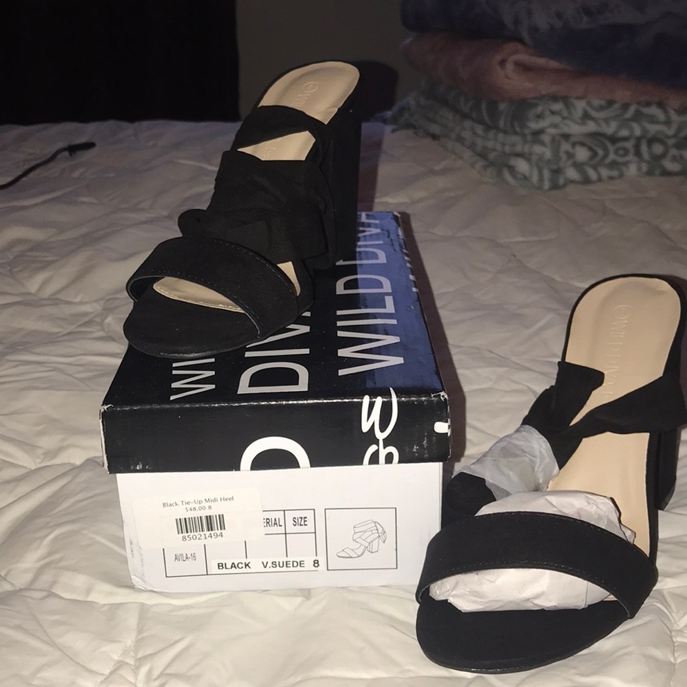 Black Suede lace up heel